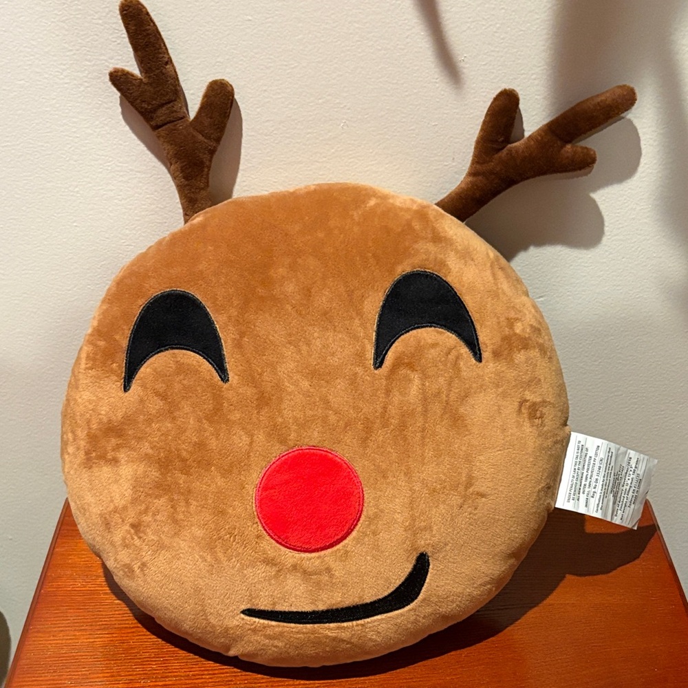 Emoji Reindeer Pillow